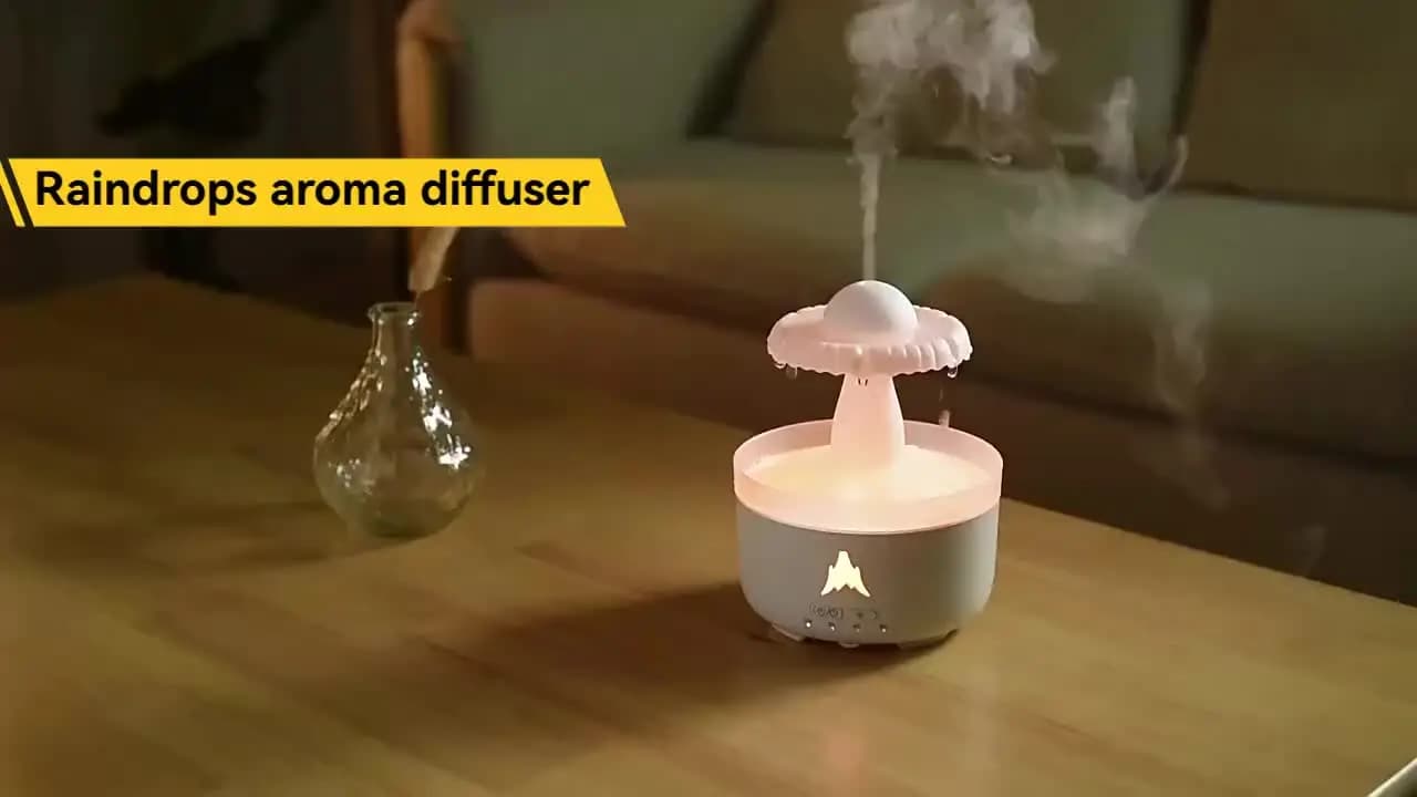 新款雨滴香薰机 家用大雾量桌面加湿器 创意香薰扩散器