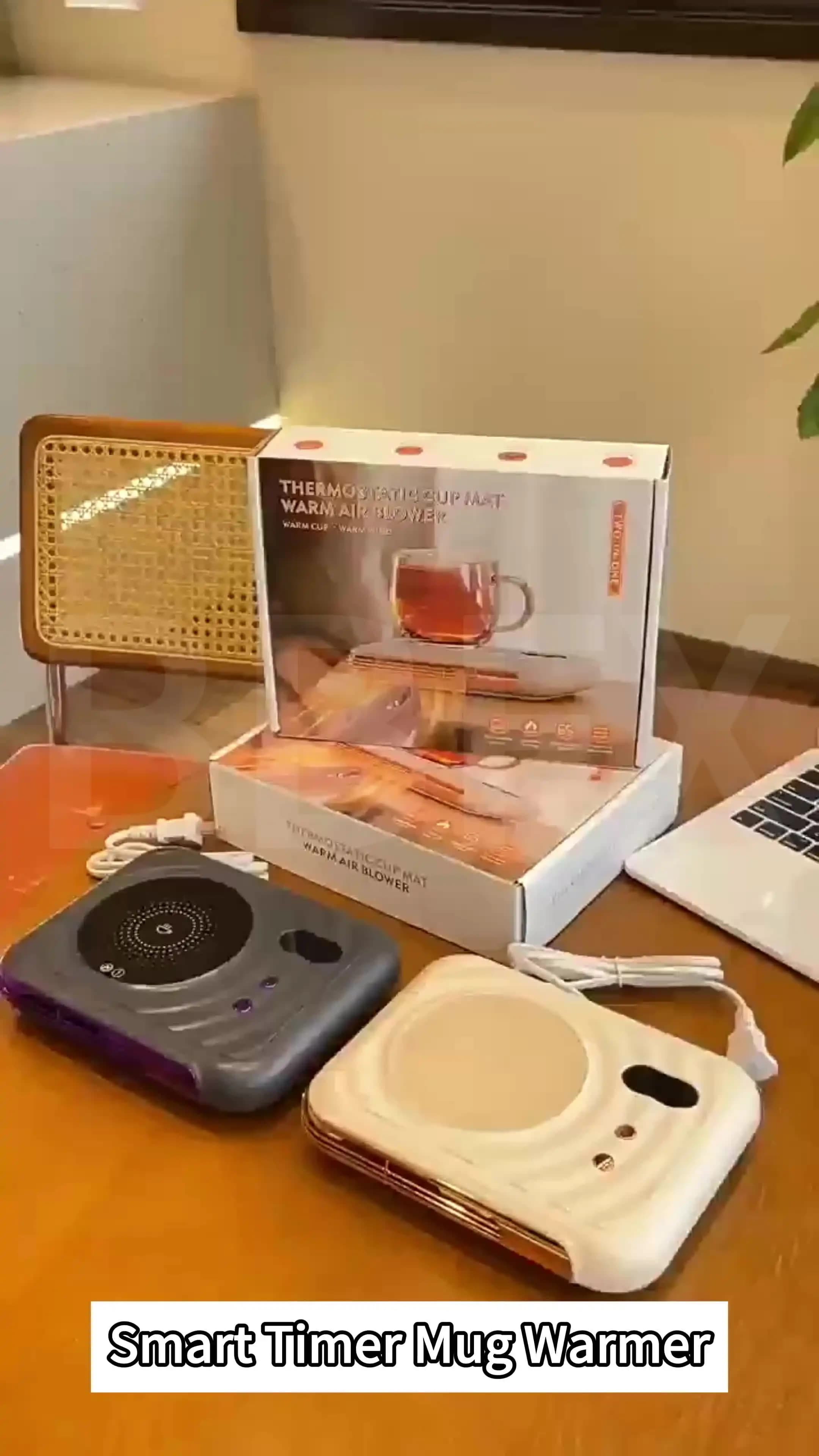 黑色双功能杯加热冷却垫 2 合 1 恒温饮品保温器带冷却风扇，适用于办公桌办公室