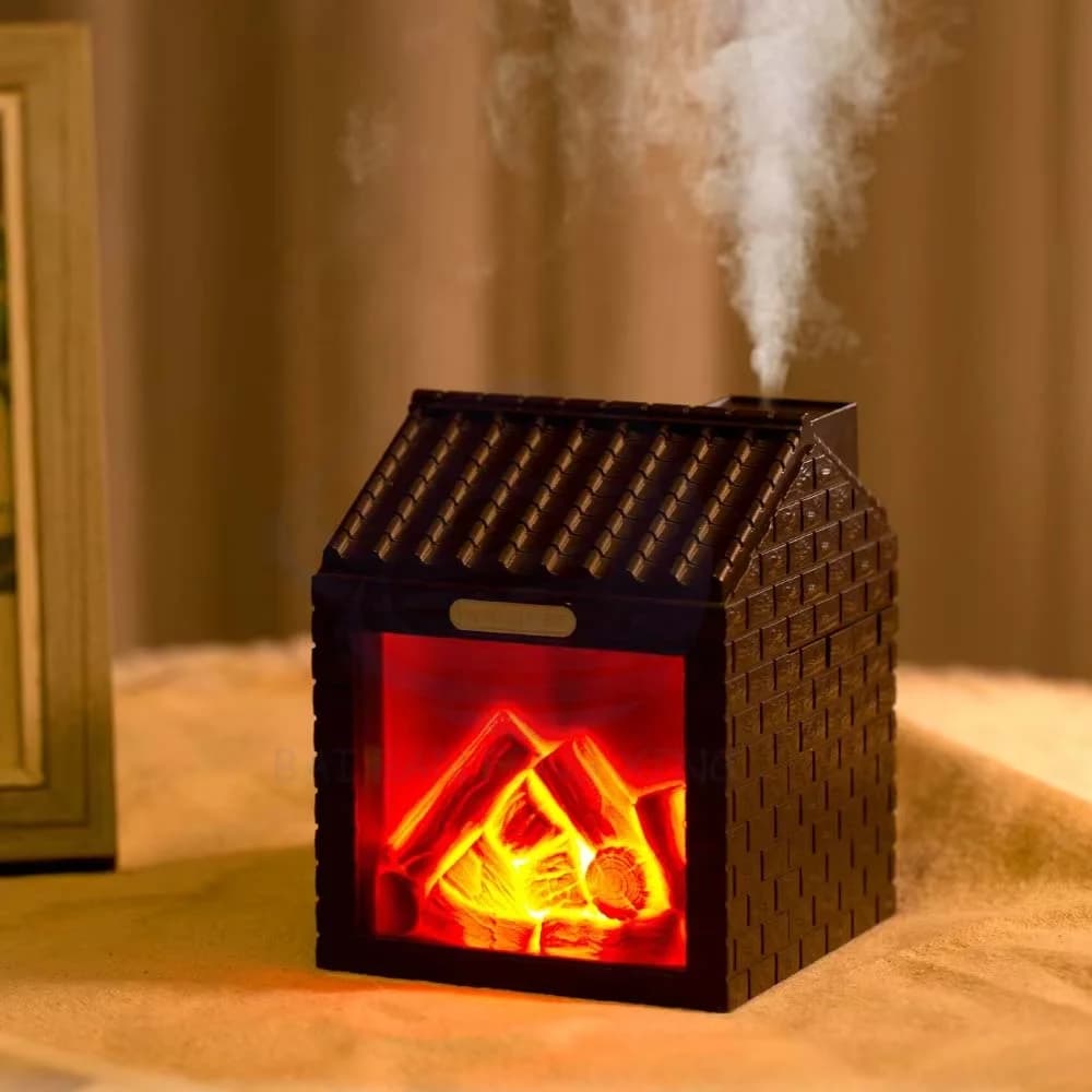 炭火屋加湿器创意礼品夜灯别墅民宿客厅复古仿真火焰喷雾器 2