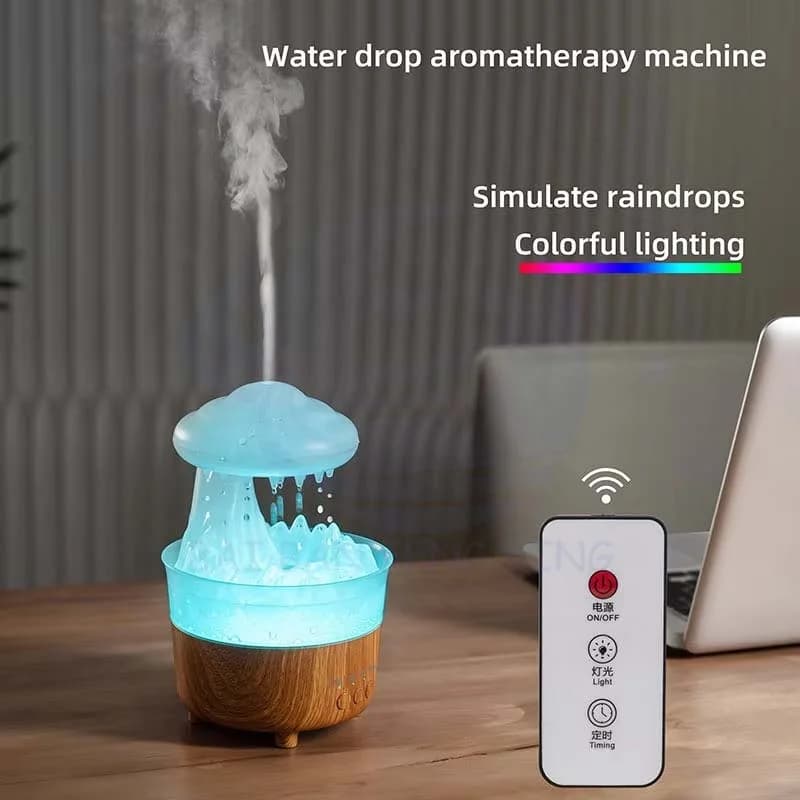 创意七彩灯光雨滴香薰机 桌面办公香薰云加湿器 6
