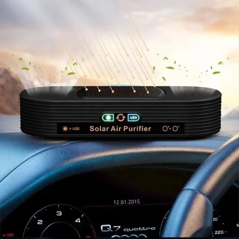 Solar Charging Air Purifier for Car 2-in-1 Solar Air Ionizer with USB Cable High Efficiency Odor Remover for Vehicle Interior 4