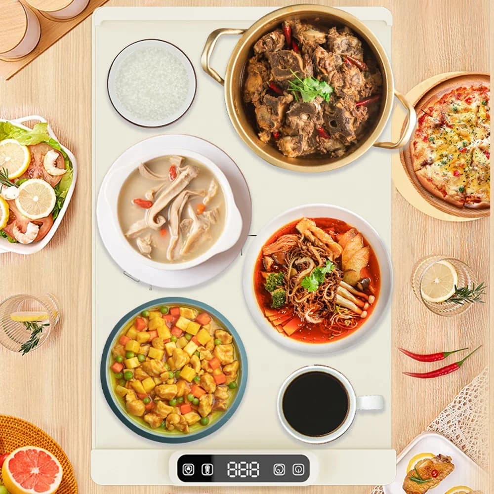 智能可调温硅胶保温板 易清洁保温垫 多功能餐食加热桌 2