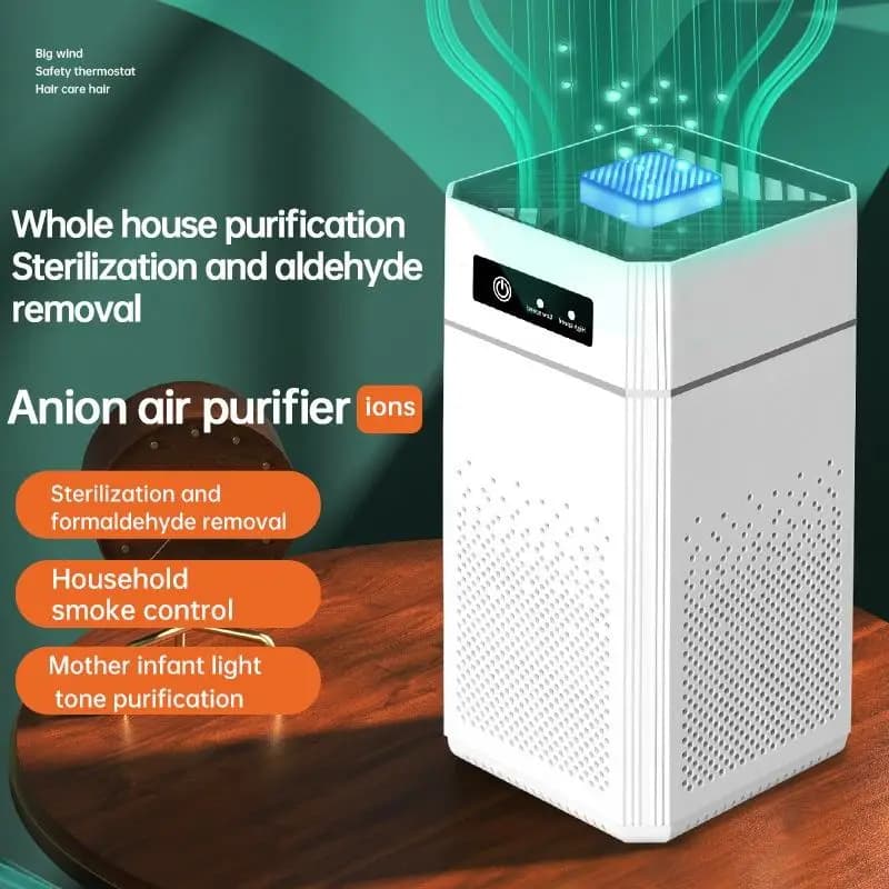 2-in-1 USB Air Purifier Night Light Compact Ionizer with Adjustable Wind Speed No Filter Portable Air Freshener for Home Travel 2