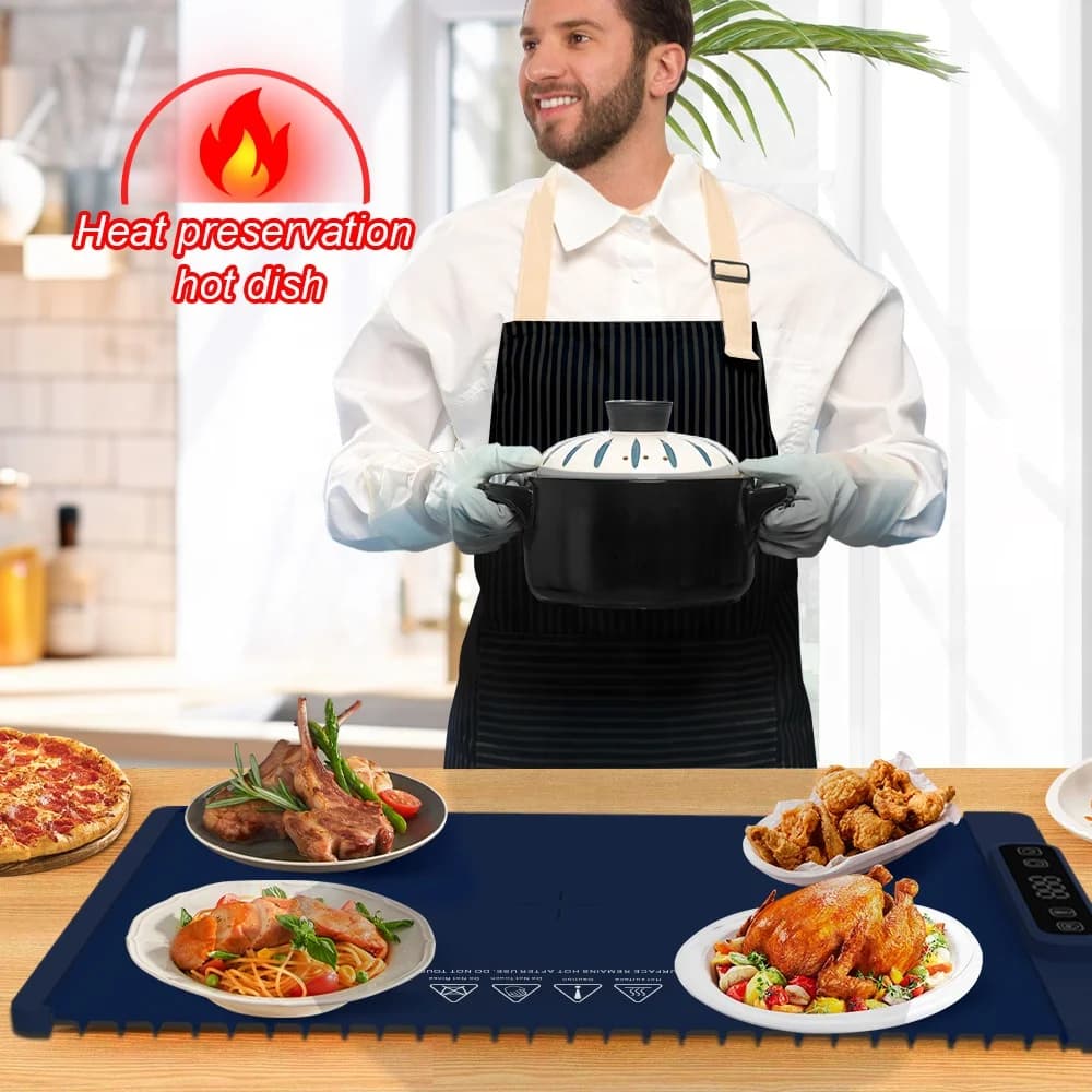 智能可调温硅胶保温板 易清洁保温垫 多功能餐食加热桌 4