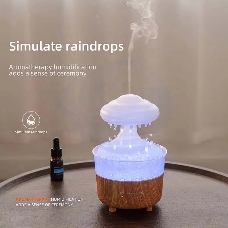 创意七彩灯光雨滴香薰机 桌面办公香薰云加湿器 5