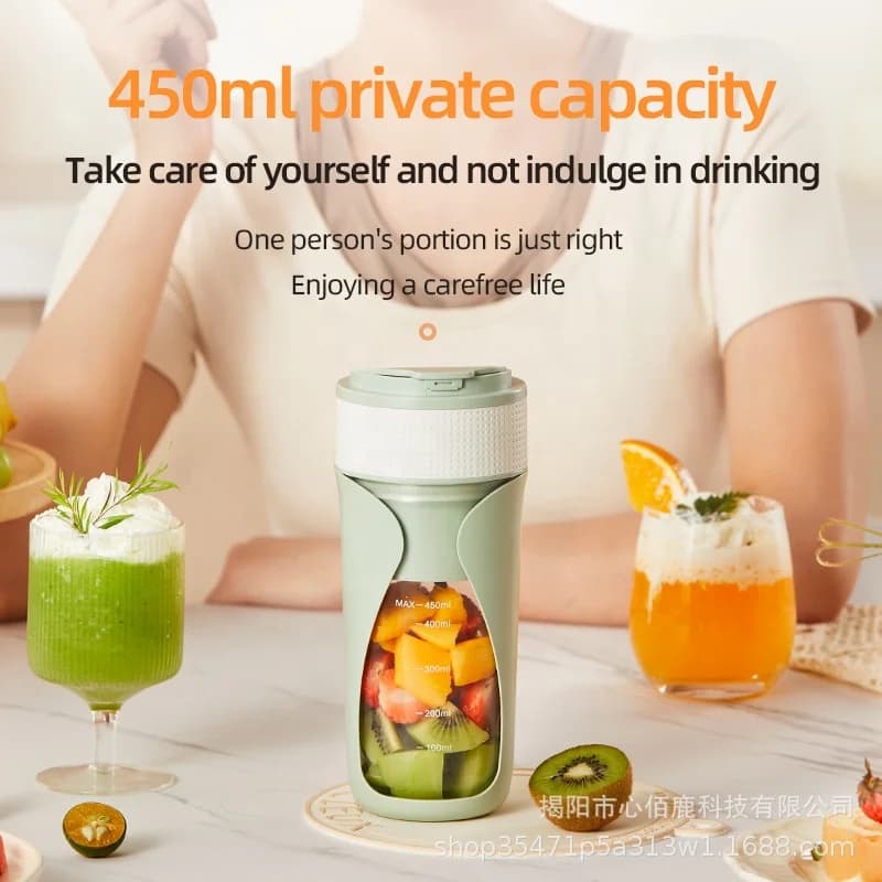 新款食品级材质电动榨汁杯 家用小型便携多功能可碎冰无线水果榨汁机 4