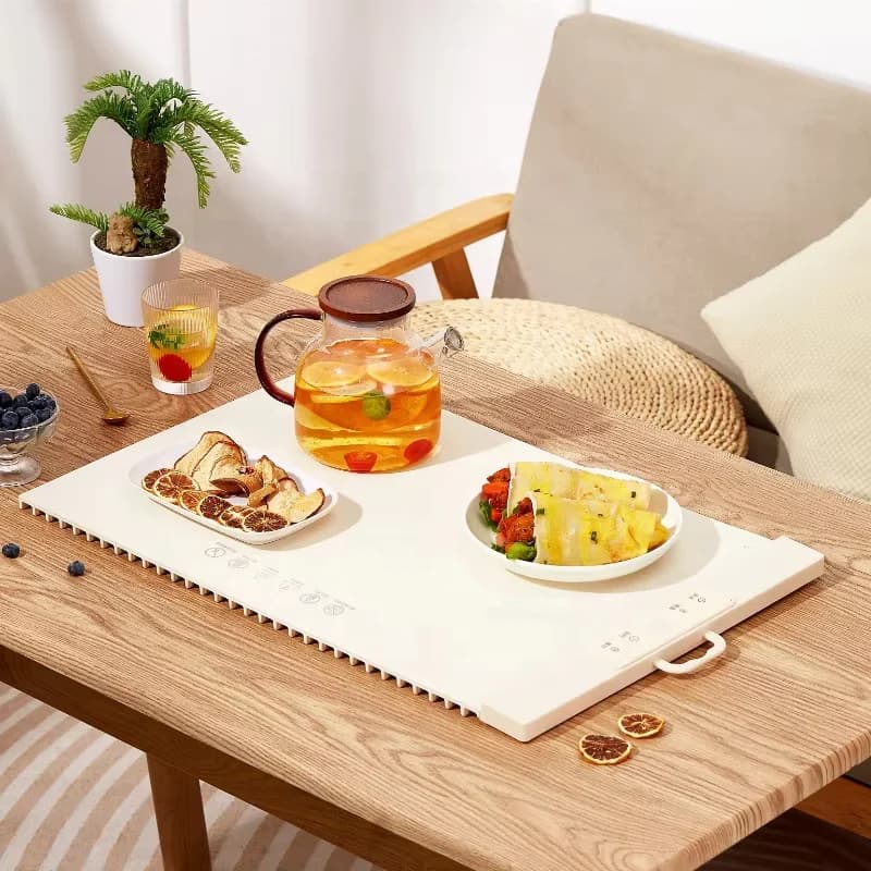家用食物保温托盘 多功能智能加热垫 家用方形可折叠快速加热食物保温托盘 5