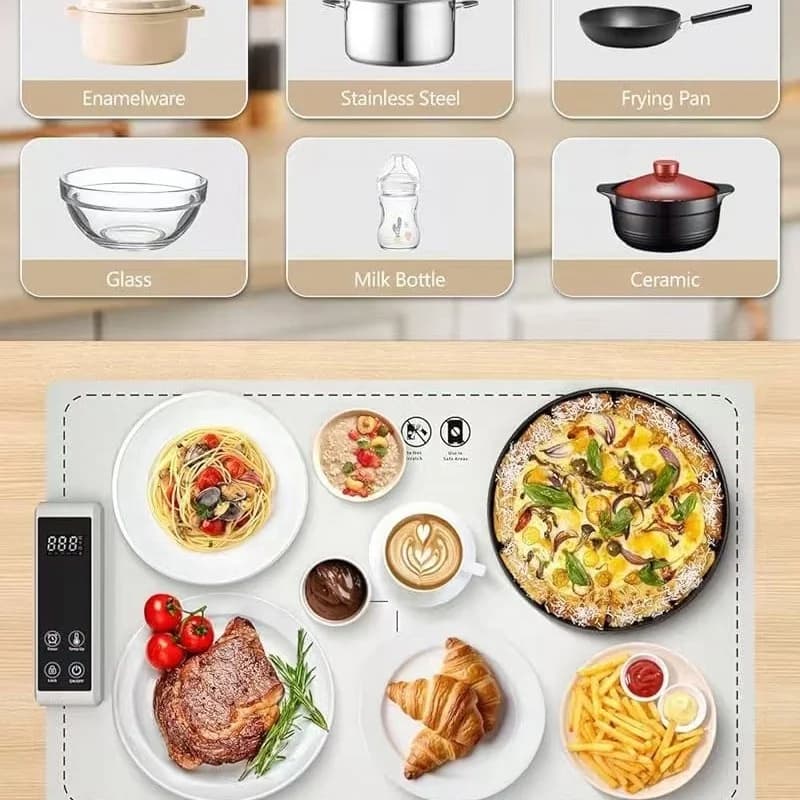 可折叠饭菜保温垫 餐桌加热保温盘 适用于多种餐具的加热盘 3