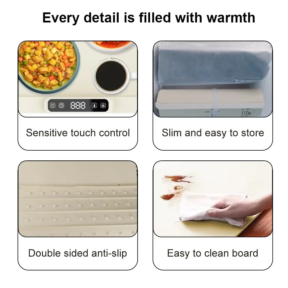 柔性可卷曲硅胶食物保温器 智能家居派对多功能折叠食物保温器 加热保温食物托盘 5