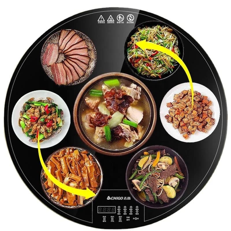 多功能圆形餐桌加热暖菜板 超薄电动旋转家用智能暖菜板 7