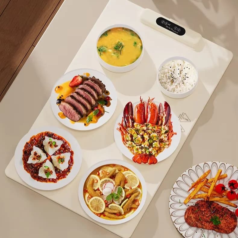 可折叠恒温加热餐桌垫 软硅胶热盘 智能触控 防滑防烫面板 食物保温垫