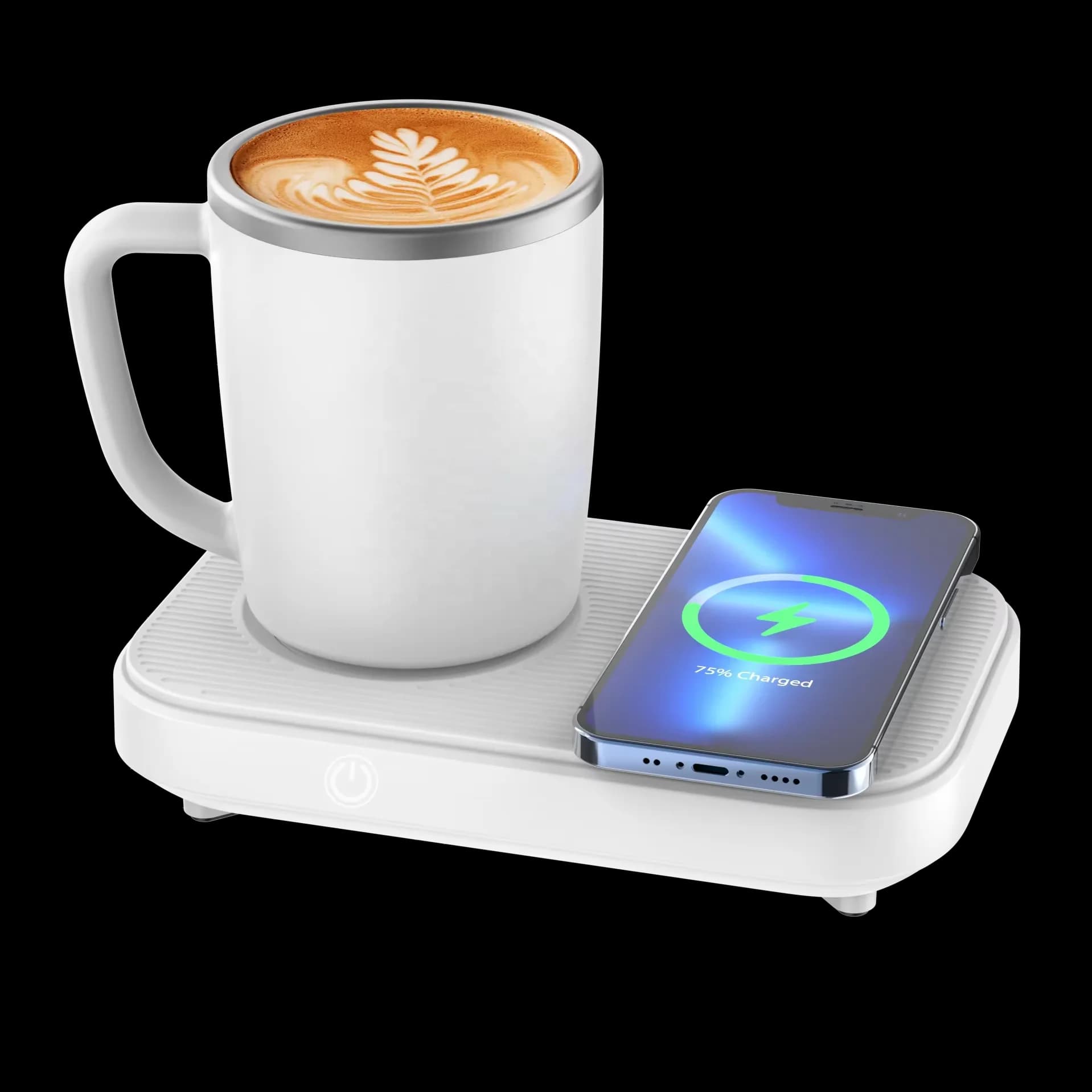 Black 3-in-1 Cup Heating Cooling Pad Smart Coffee Warmer/Chiller with 15W Wireless Phone Charger for Home Work 6