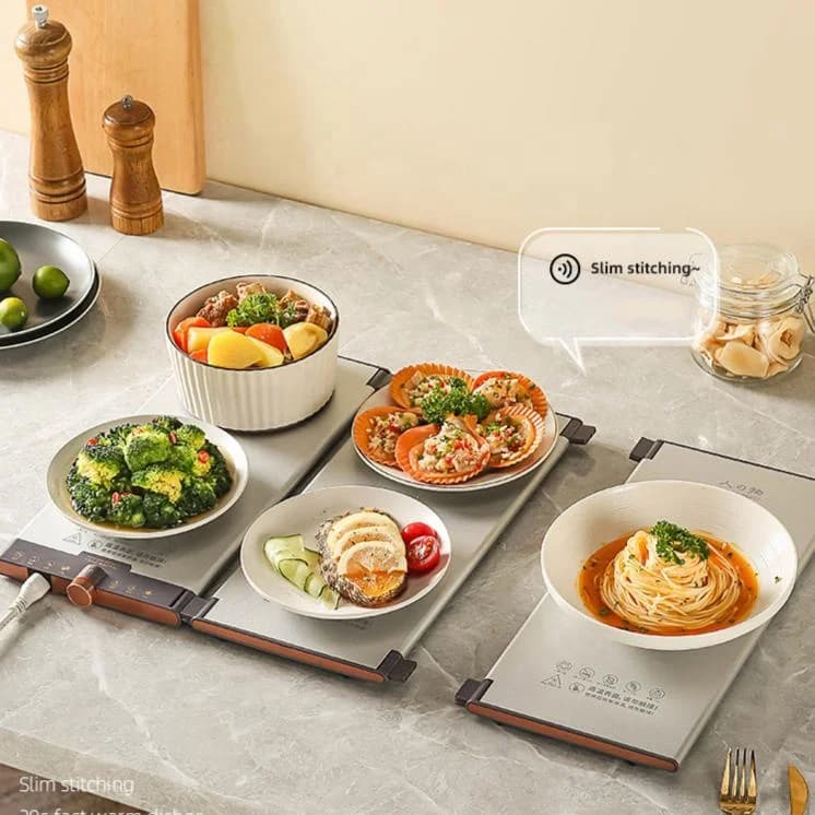 多温可调加热托盘 可折叠互锁保温托盘 家用多功能桌面食物 2