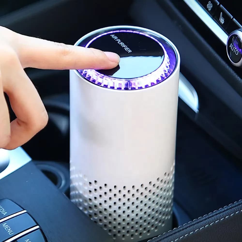 2-in-1 Car Air Freshener Purifier Mini Cylinder Air Purifier with Replaceable Filter USB Rechargeable for Car Seat Desktop 2