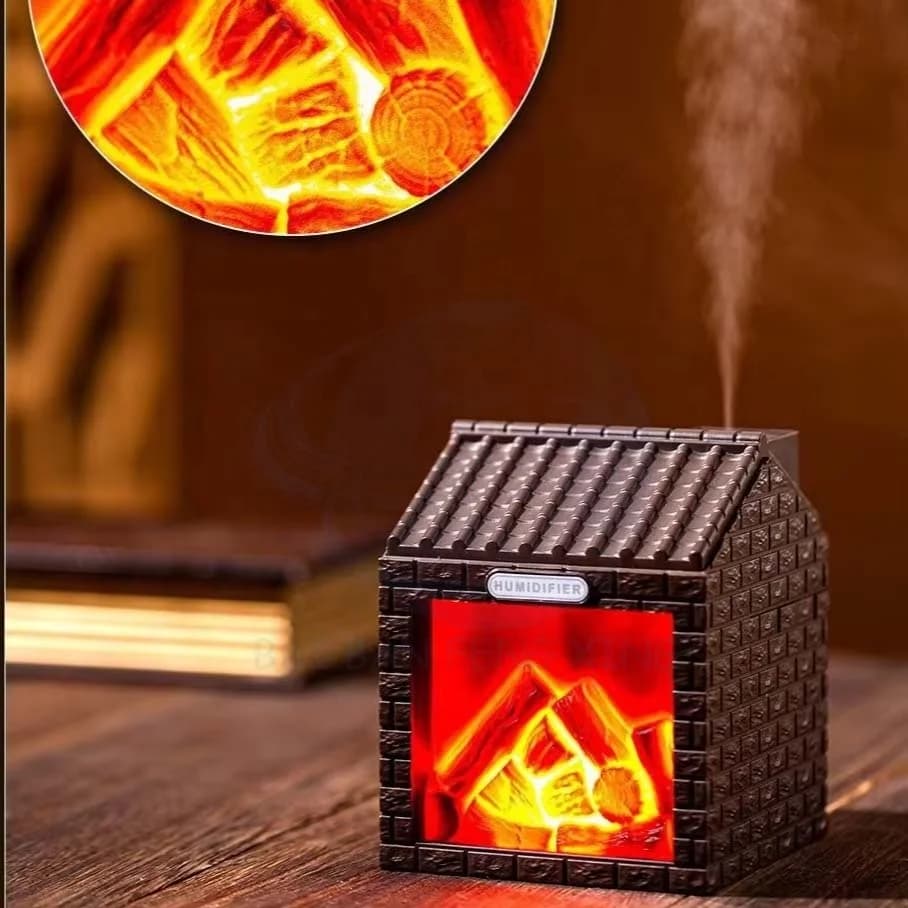 炭火屋加湿器创意礼品夜灯别墅民宿客厅复古仿真火焰喷雾器 5