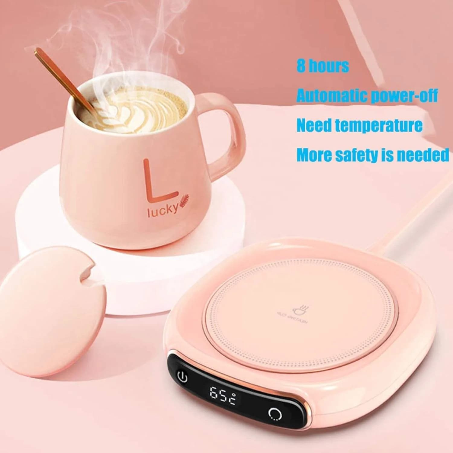 黑色电动杯加热垫 65°C 恒温饮料保温器 带触控 LED 屏幕 2