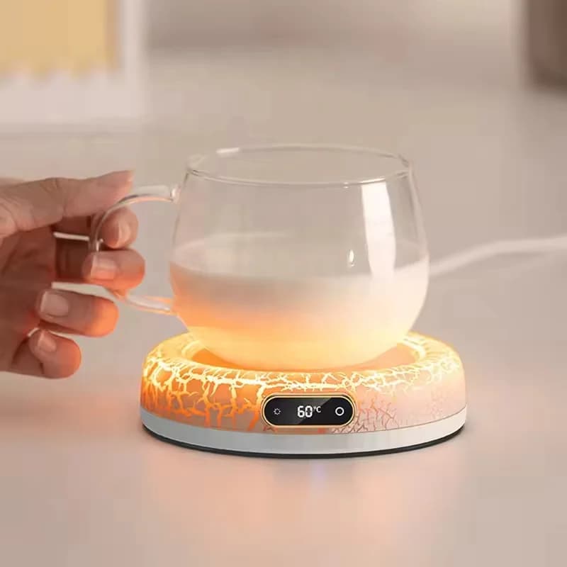 黑色大理石纹杯垫加热器 恒温保温杯垫 带LED屏幕 适用于桌面办公 5