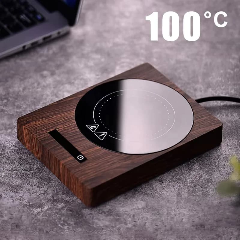 100度5档温度可调不锈钢保温底座快速加热杯垫200W恒温USB 3