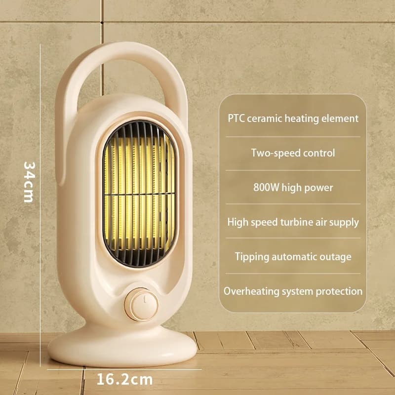 迷你立式PTC桌面取暖器 带遥控 可调温控 快速加热 1200W 适用于卧室和办公室 3
