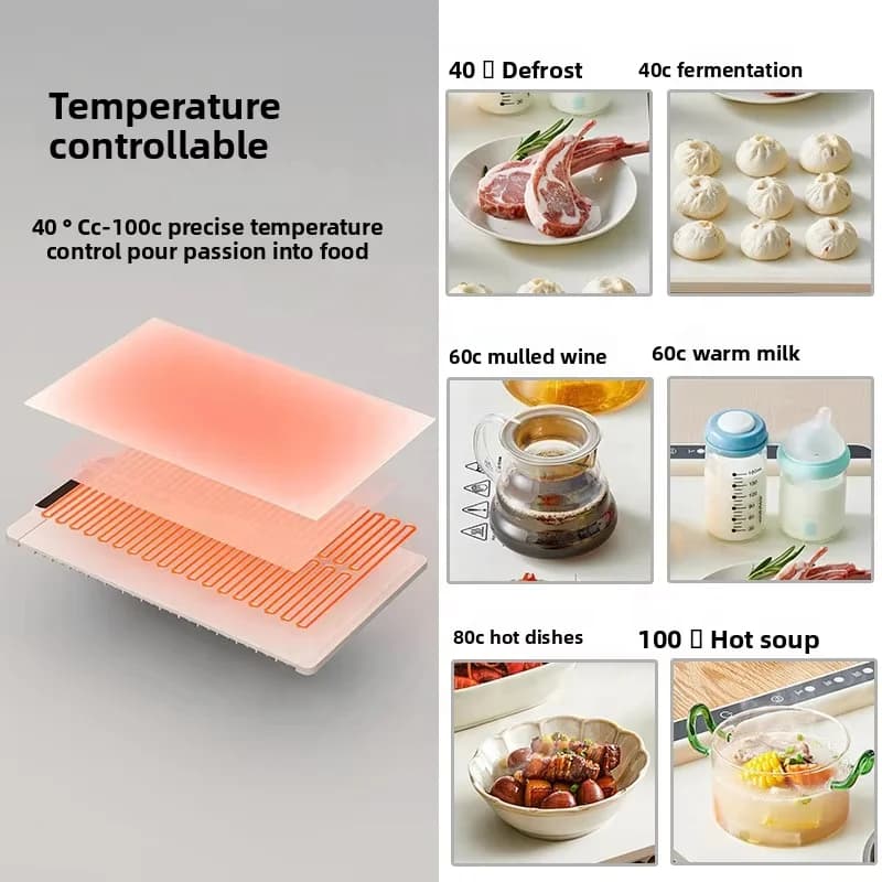加热硅胶食物保温托盘 快速加热恒温托盘 多功能家用保温触控食物 3