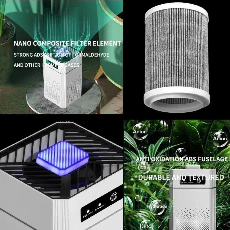 2-in-1 USB Air Purifier Night Light Compact Ionizer with Adjustable Wind Speed No Filter Portable Air Freshener for Home Travel 4